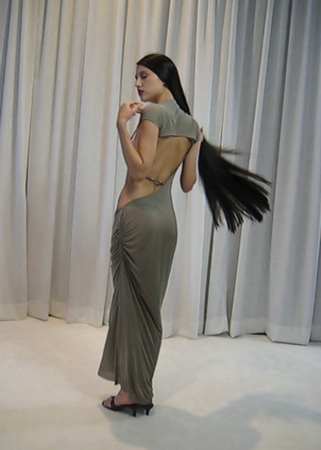 devotion midi dress Devotion Twins Long-Sleeve Belted Midi Dress