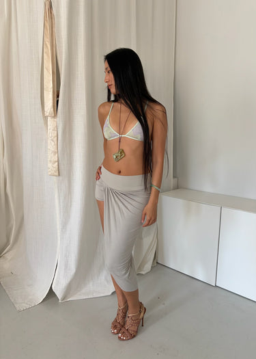 Midi Draped Skirt Short - Stone
