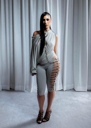 Looped Beaded Capris - Stone