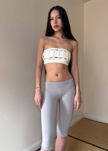 Knotted Knit Crop Top - White
