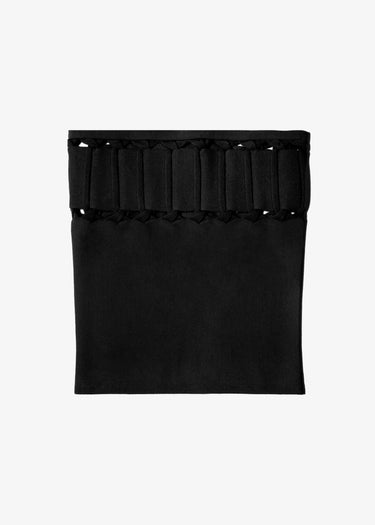 Knotted Knit Strapless Top - Black