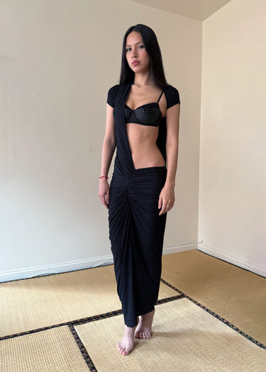 Devotion Draped Midi Dress - Black
