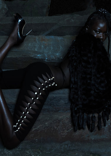 Looped Beaded Capris - Black
