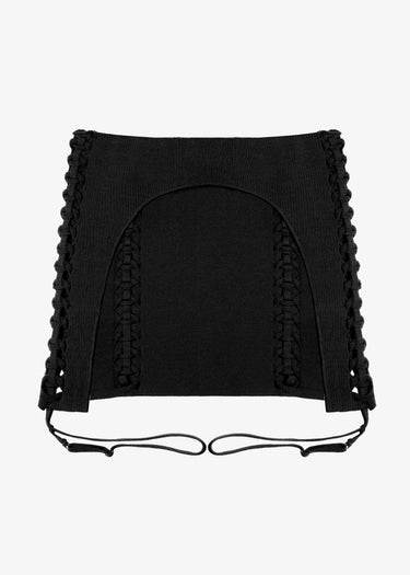 Knotted Knit Mini Skirt - Black