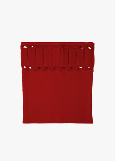 Knotted Knit Strapless Top - Red